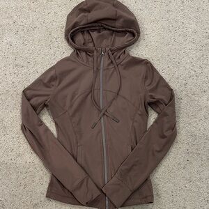 Love Tree Brown Hooded Zip-Up performance jacket